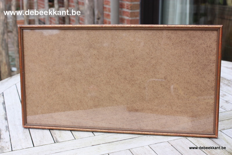 Antieke fijne houten kader langwerpig koperkleur 27.3 x 51,2